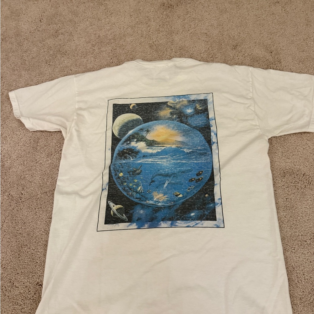 Jerzees White Tee with Blue Planet Graphic
